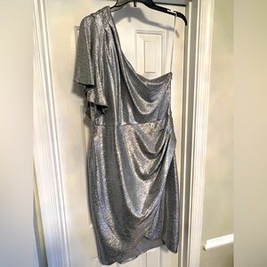 Silver one-shoulder dress